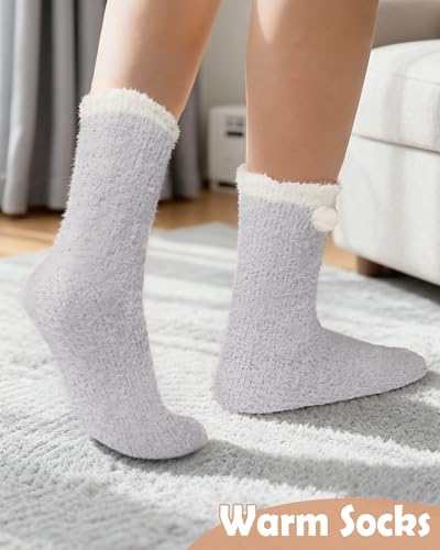Image of Loritta 6 Pairs Womens Fuzzy Socks, Winter Warm Fluffy Slipper Socks