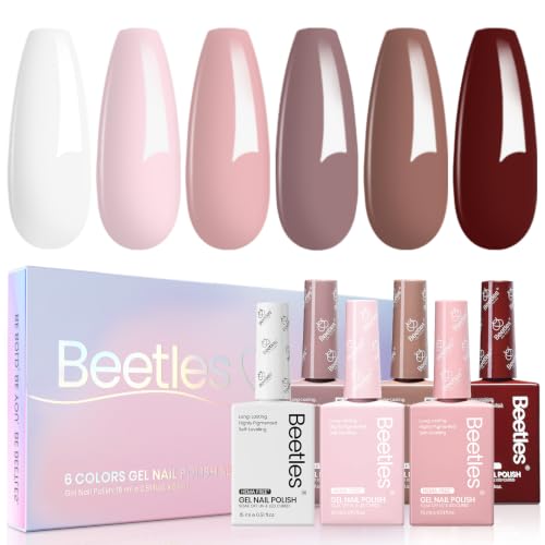 Beetles Fall Gel Polish Set, Neutral Nude Pink Brown Colors Gel,Hema-Free