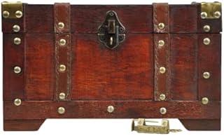 BRYNNBERG - Pirate Treasure Chest Storage Box - Miami 28x17x16cm - Durable Wooden Treasure Chest with Lock - Unique Handmade Decorative Wood Storage Box - Vintage Wood Chest Box - The Best Gift