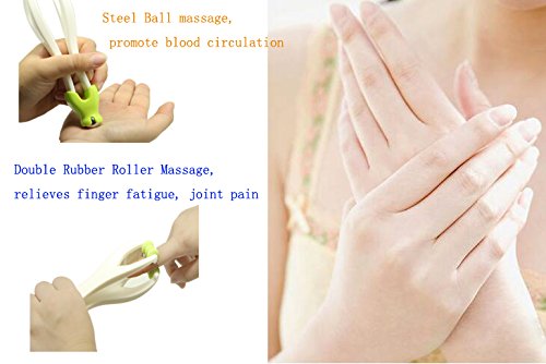 2-in-1 SinLoon Finger Massager Hand Handheld Steel Ball Run Blood Circulation Tool Stress Relief Plastic Care Relax Double Rubber Roller Massage (Green) - Thumbnail 2