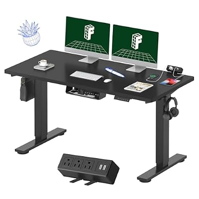 FLEXISPOT EN2 55"x28" Standing Desk with Power Strip Bundle, Black