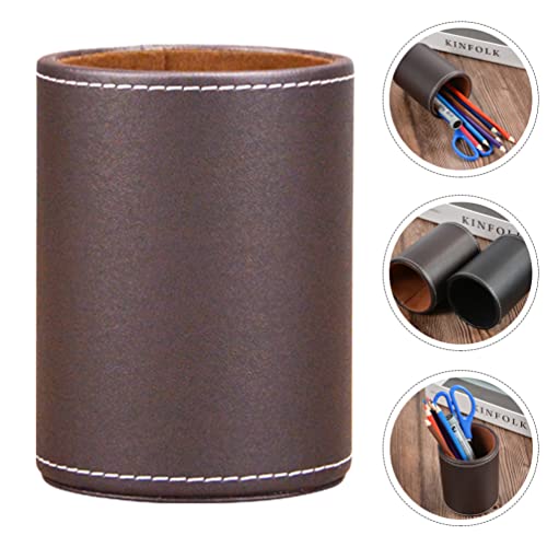 Porte-crayons cuir marron Zerodeko anti-rayures pour table - 6