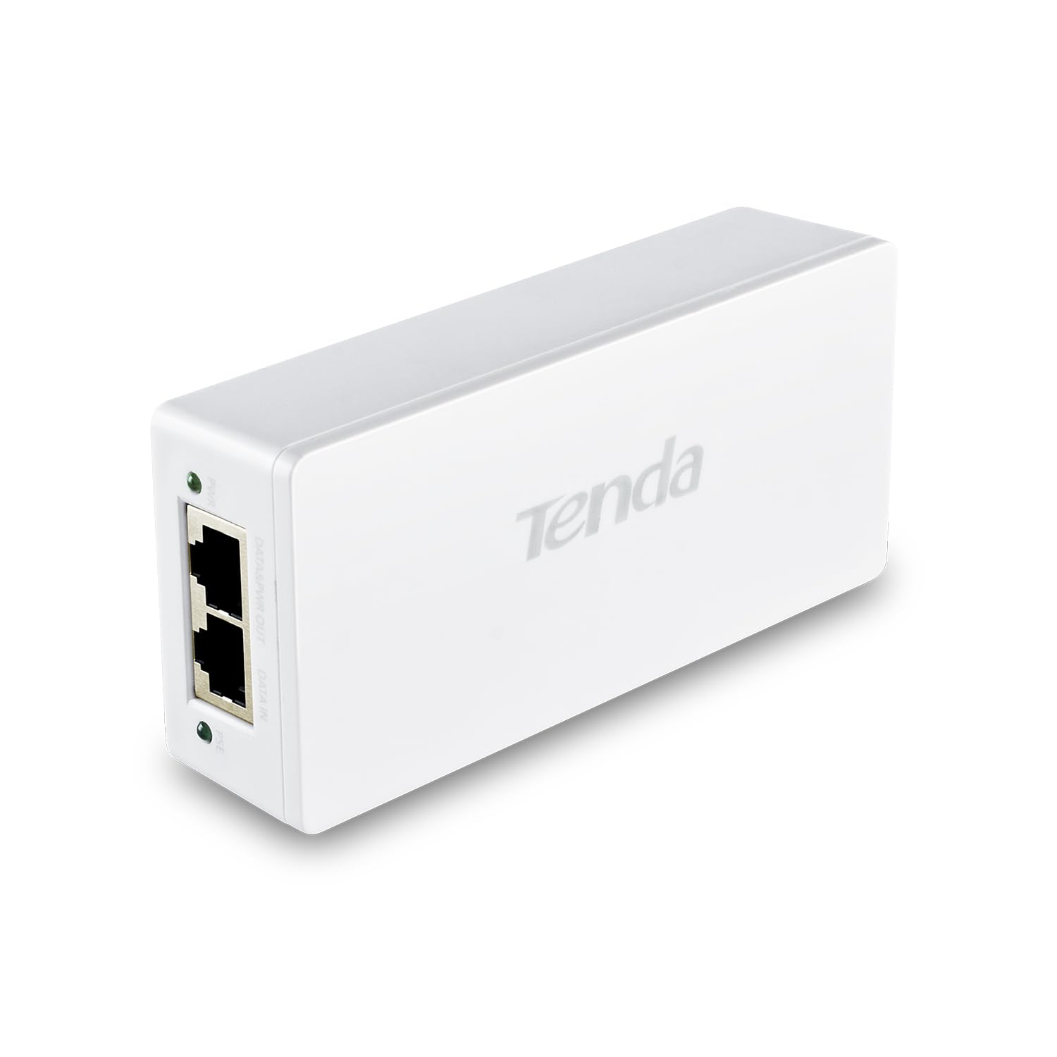 Tenda Gigabit PoE Injector, IEEE 802.3af/at PoE+ Injektor, 30W PoE Adapter, Bis zu 100 m Reichweite, Plug & Play, Weiß (PoE30G-AT)