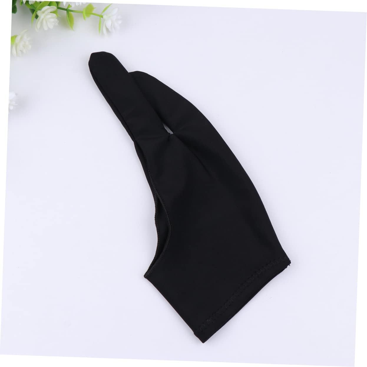 Two Finger Curved Artist Gloves for Drawing and Painting, Size L, 2 Pack | Spandex Material, Breathable Anti Sweat Comfort, Slim Fit, Black Color, Tablet Sketch Use