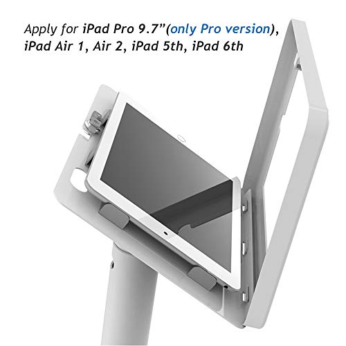 Beelta iPad Floor Stand Kiosk - 360 Swivel for iPad 5th/6th,iPad Pro 9.7,Air 1,Air 2,Anti-Theft,Key Lock,Metal,White,BSF301W - Thumbnail 4