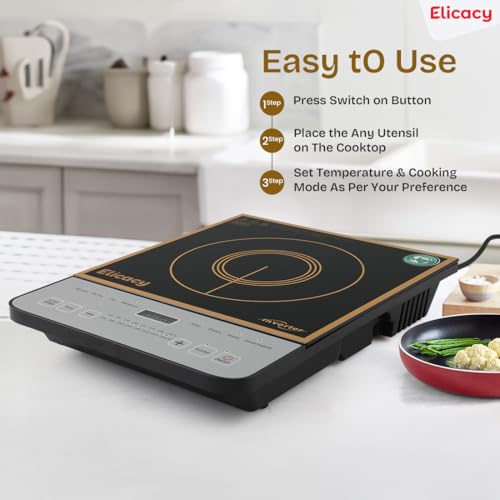 Image of Crystal Glass 2000 W Touch Panel Induction Cooktop | Induction Cooktop With Automatic Voltage Regulator | High Voltage Surge Protection | Comes With 1 Year Warranty