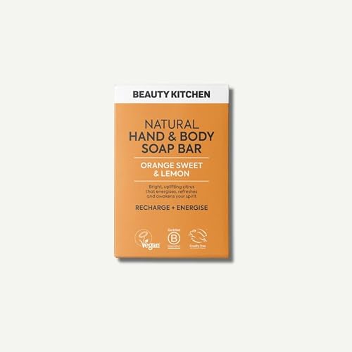 Beauty Kitchen - Natural Hand and Body Soap Bar - Orange Sweet and Lemon Essential Oils - Triple-Milled, Palm Oil-Free and Uplifting Citrus Cleansing Bar - 100g