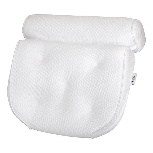Large Bath Pillow for Tub with Carry Case, Foam Mesh Technology with 5 Suction Cups (15