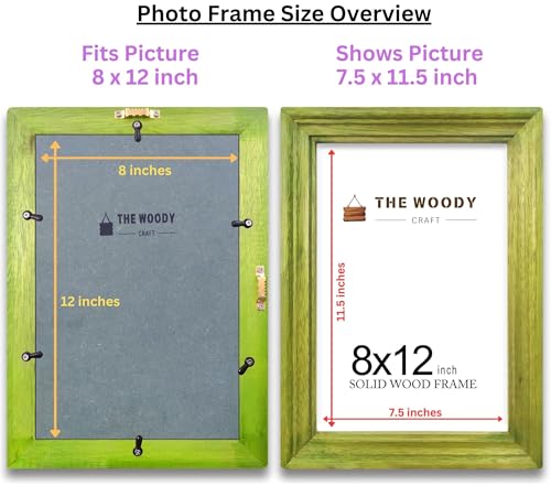 Image of Photo Frame 8x12 inch | Wooden Photo Frame | mini Frame | Green Wooden Frame for Wall | Adds Charm to Any Room (8x12 inch, Green)