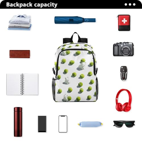 AIXIWAWA Lightweight Hiking Backpacks Tennis and Cat Print, Foldable Waterproof Daypack for Commute Travel2
