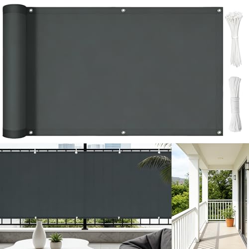 wiipara Balkon Sichtschutz Wetterfest 90x300cm, Balkonsichtschutz...