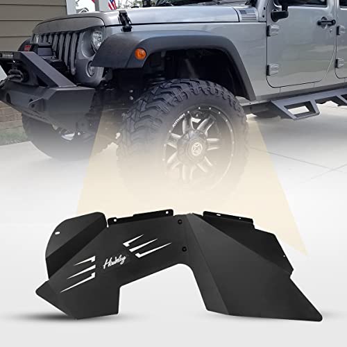 Hawkley Front & Rear Inner Splash Guards Fender Liners For Jeep Wrangler 2007-2018 Jk/Jku Unlimited Sport Sahara Rubicon 2Wd 4Wd, Bolt-On Style Steel Flares Wheel Well Cover, Black Powder Coated #TOP4