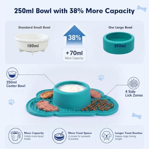 Image of Anti-Slip Slow Feeder Dog Bowl and Lick Mat with Rolling Ball