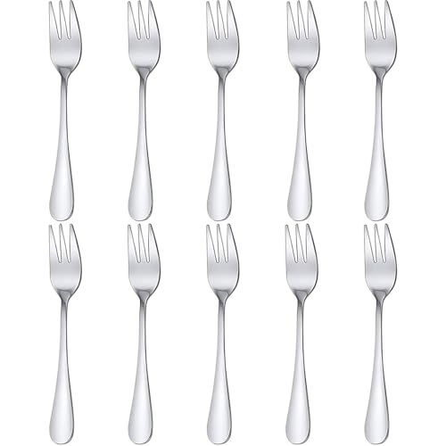 10 PCS Cake Forks Stainless Steel Dessert Forks Small Forks Pastry Forks Mini Fruit Forks Mirror Polished Cutlery for Cake Dessert Kitchen Home Party Dining Use