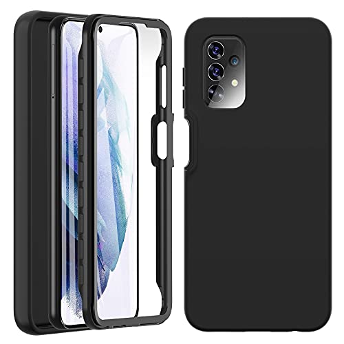 Hensinple Coque pour Samsung Galaxy A32 4G (Pas pour A32 5G), Etui Samsung A32 360 degrés Antichoc Anti-Rayure Housse Integrale Silicone TPU Bumper Case Coque pour Samsung A32 4G 6.4'' - Noir