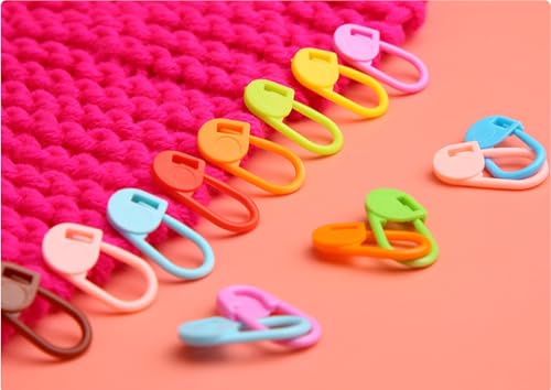 Image of 80 Pieces Jumbo Locking Stitch Markers,Larger Knitting Crochet Markers Clip Needle Safety Pins Crochet Hooks Knitting Row Stitch Counter