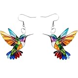 Pendientes de Colibrí Coloridos, Pendientes Colgantes de Colibrí Acrílicos, Joyería de Colibrí para Mujer, Pendientes Colgantes de Pájaros Multicolor, para Uso Diario o Regalo