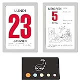 - 1 agenda humorístico 2019 A hojas desmontables – clásico – montaje en pared – autocollant- 1 día por página – daté. Caja de plástico gris. Tamaño mini: 63 x 92 mm.