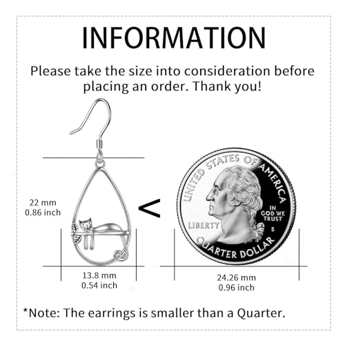 YFN Sterling Silver Animal Dangle Drop Earrings for Women Sloth/Cat/Bat Earrings Jewelry Gifts Halloween Earrings Jewelry4