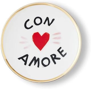 BITOSSI Home Plato de porcelana con amor – Colección con amor, diámetro 17 cm, borde dorado, diseño perano claro