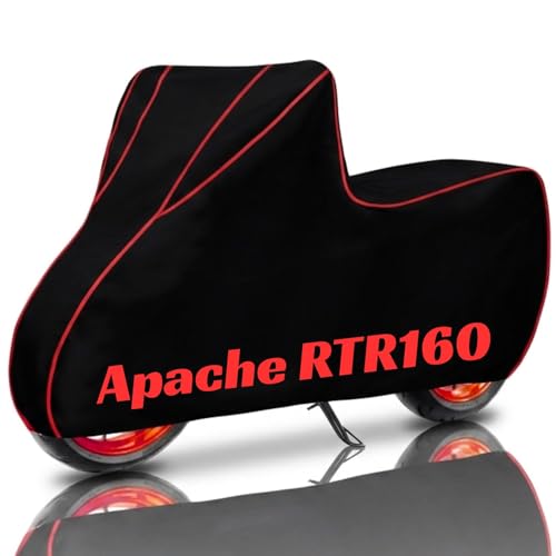 Image of SafeCovers Bike Body Cover for Apache RTR160 Cover for Rain & Dust | Water Resistant, Dustproof, UV Protection, Scratchproof | Heavy Duty Outdoor Motorcycle Cover with Elastic & Windproof Design