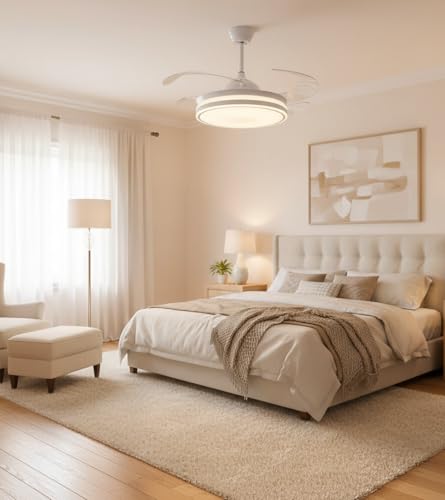 Ventilateur de plafond blanc télécommande et éclairage LED variable - 3