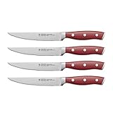 HENCKELS Forged Accent, Set of 4, Stainless Steel, Steak Knives, Red Handle, 19547-004