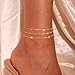 Decholly Ankle Bracelet for Women - 14K Gold Plated Ankle Bracelets Waterproof Beads Anklet Bracelets for Women