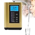 Alkaline Water Ionizer Machine with pH 3.5-10.5 and up to -500mV ORP, 8000 Liters Per Filter, Self-Cleaning Function and 5 Titanium Plates for Home Use - 7 Water Modes & LCD Touchscreen,Gold