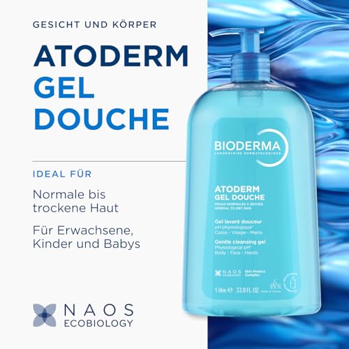BIODERMA Atoderm Duschgel ohne Seife - milde Reinigung für normale bis trockene Haut - von Dermatologen empfohlen - Pumpflasche 1 l – Ansicht 2