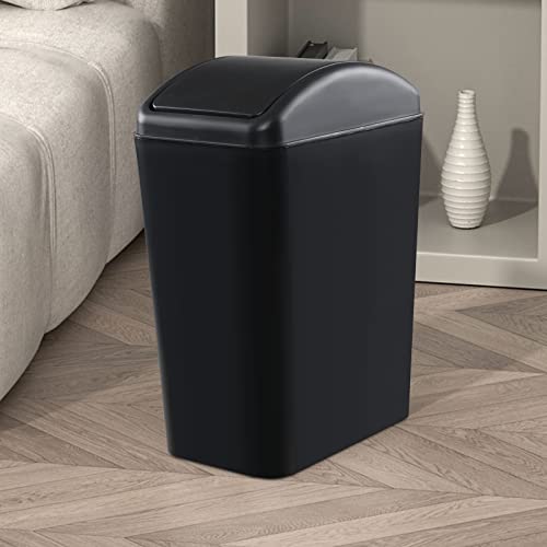 Caneca de basura rectangular negra con tapa abatible miniatura 6
