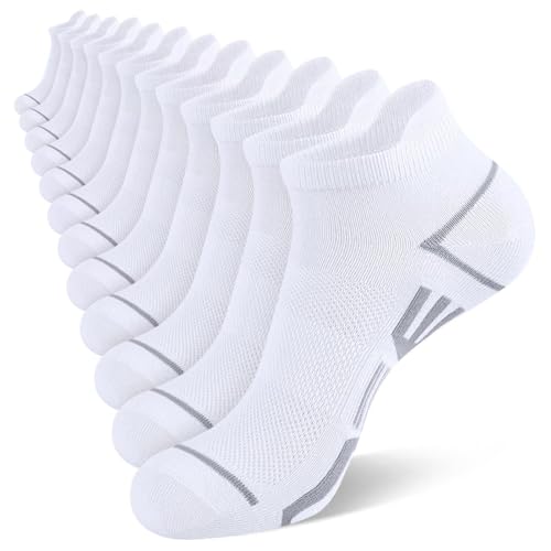 shnn 12 Pairs Mens Ankle Socks Lightweight Athletic Casual Low Cut Short Socks for Men With Tab Shoes Size 6-12