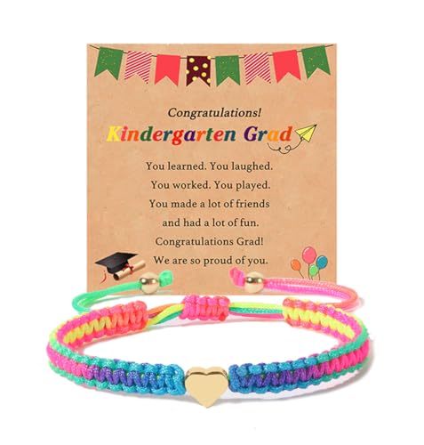 2025 Graduation Gifts for Girls Boys,Handmade Braided Heart/Compass Bracelet for Preschool Kindergarten 5th 8th Grade High School Phd Senior Graduation Graduate - Main Image