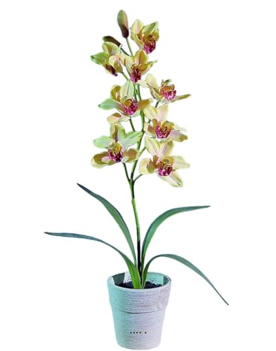 Artificielles.com - Grande orchidée artificielle en pot H 68 cm Jaune-rouge - couleur: Jaune-rouge