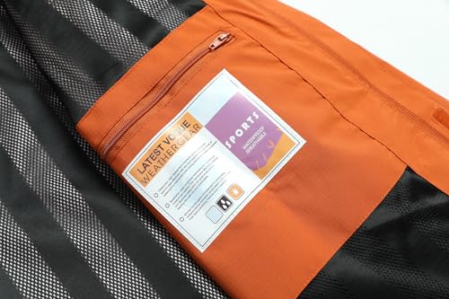 Image of OTU Men's Lightweight Waterproof Hooded Rain Jacket Outdoor Raincoat Shell Jacket for Hiking Travel Orange XL