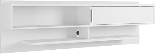 Miniatura 19 de Manhattan Comfort Astor - Centro de entretenimiento flotante para sala de estar moderno con estantes multimedia, 70.86 pulgadas, marrón Marrón