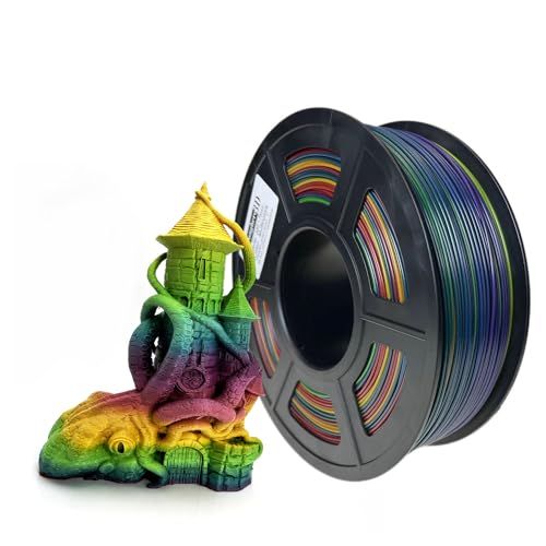 Image of ABS Rainbow 3D Printer Filament 1.75mm, Multicolor ABS Filament, Rainbow Filament, Strong & Heat Resistant 3D Printing Filament for Creative Models, Functional Parts, 1kg Spool