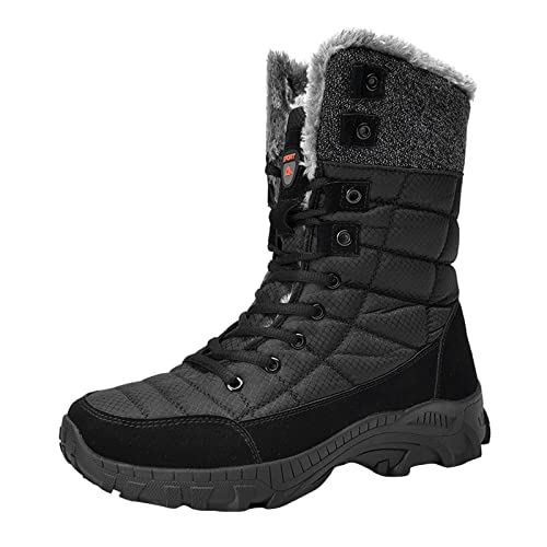 Winterschuhe Herren Winter Warm Schneestiefel Casual Schnürstiefel Outdoor rutschfest Wanderhalbschuhe Outdoor Leichtgewicht Trekkingschuhe Wasserdicht Winterstiefel Boots