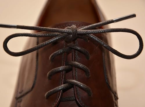 Image of VSUDO Waxed Round Dress Shoelaces, 1 /8 inch Thick Shoe Laces for Oxford or Dress Shoes (2 Pairs)