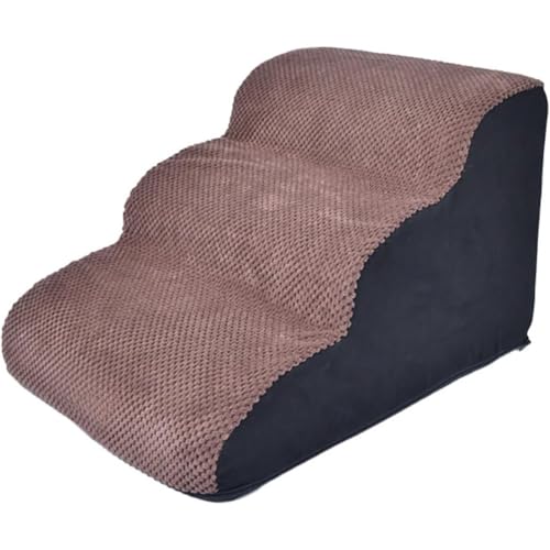 VIfn 犬 ステップ ペット 階段 高密度フォーム使用 滑り止め付き 安定性 2階段/3階段/4階段 カバー取り外し可能 洗える 小型犬・老犬・関節に優しい (4階【高さ50cm】,グレー) (3階【高さ35cm】,茶色)