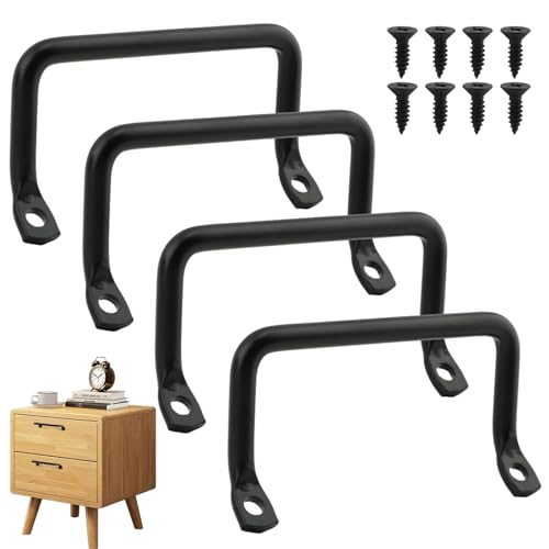 WeiLingBo 4 Pcs Serving Tray Handles 4Inch Matte Black Charcuterie Board Handles Metal Cutting Board Handle Drawer Pulls Sliding Door Pulls Cutting Board Cabinet Hardware Handle Pull