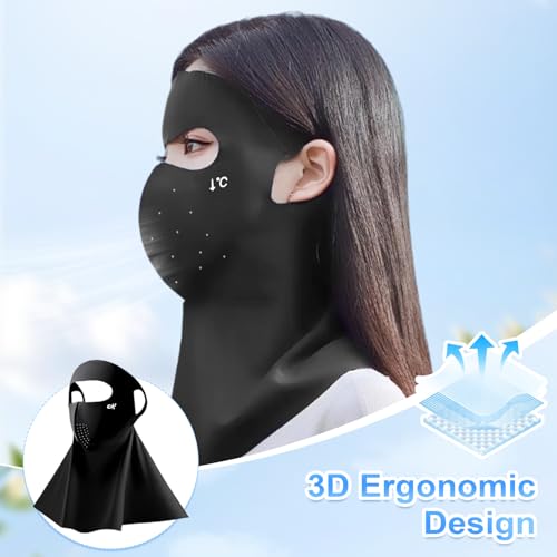 Image of TecoKart 3Pcs Full Face Mask with Neck Coverage, UV Protection Face Cover for Women, Reusable Breathable Cooling Face Masks for Summer Outdoor Activities, Bike, Travel & Sports