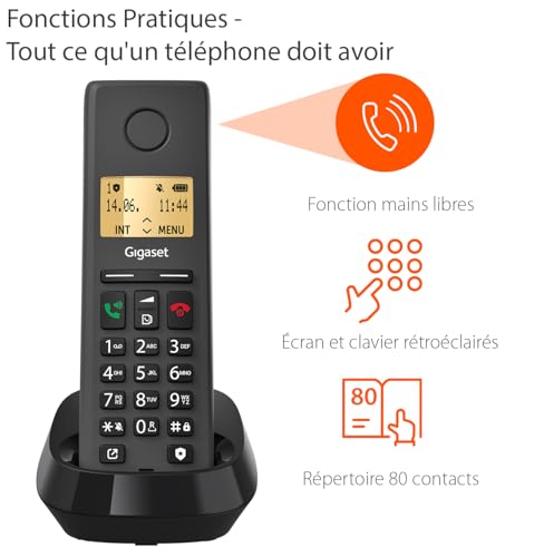 Téléphone DECT avec blocage d'appels Gigaset Pure 220 compatible aide auditive