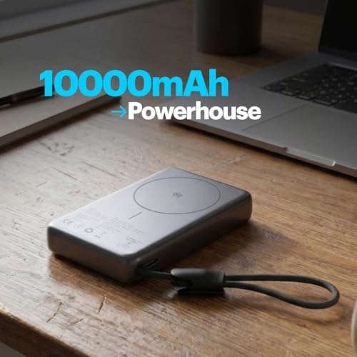 Image of Stuffcool Nido 10000mAh Qi2.2 Certified Magsafe Powerbank, 25W Fast Wireless Charging, 45W PD Fast Charging, Built-in USB-C Cable & Stand, Digital Display, Compatible with iPhone, Samsung & Pixel