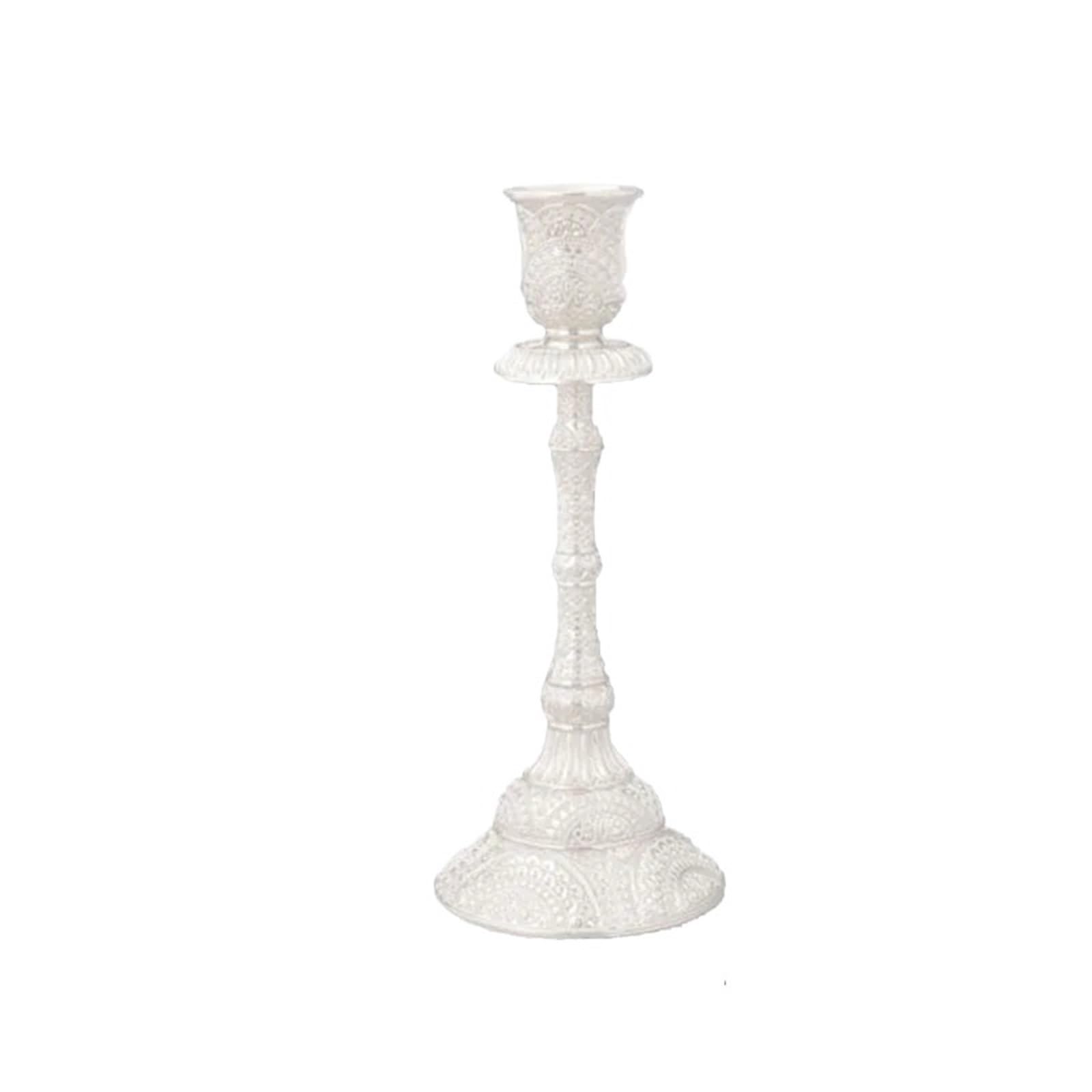2Pcs Candle Holder Wedding Stand Candlesticks Antiques Table Home Decoration For Desktop Decoration(Silver,8x8x19cm)