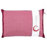 MORIPiLO そばがら 枕 【 綿100% カバー 】 そば枕 蕎麦殻枕 蒸れない 通気性 硬め | 和のここち 約35x50x8cm （ レッド ）