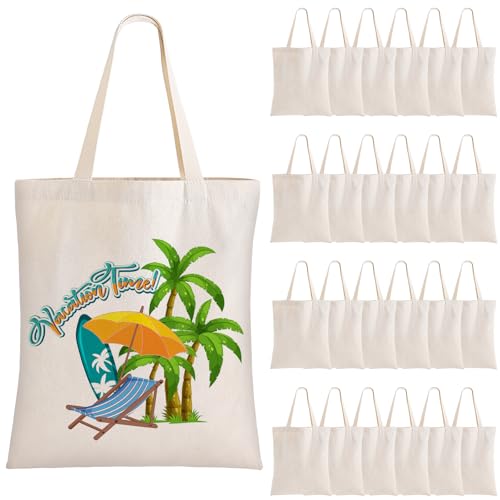 TAOZIM 24Pack Canvas Tote Bags Bulk, 16 x 14Inch 10oz Cotton Blank Canvas Tote Bags Reusable Grocery Bags Shopping Cloth Bags w/Handles Personalized Present Bags for Women, Halloween Craft, Ivory