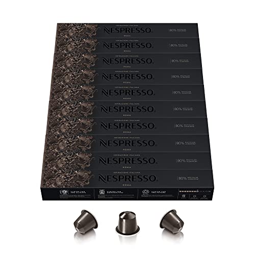 Nespresso Original Cápsulas de Café Roma, 100 Cápsulas para Máquina de Café, Cafetera, Tueste Ligero con Notas Amaderadas
