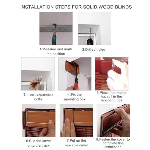 Cortinas fáciles de instalar tipo veneciana de madera con lamas de 50 mm 8