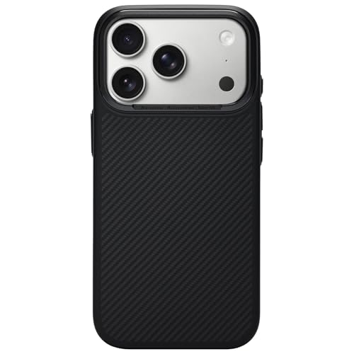 Coque iPhone 17 Pro Max en fibre de carbone véritable avec support magnétique fin